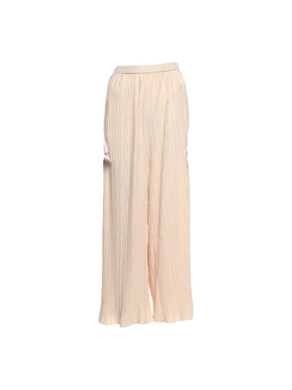 MaxMara Cream Pleated Wide-Leg Trousers